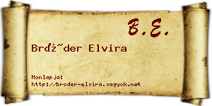 Bröder Elvira névjegykártya